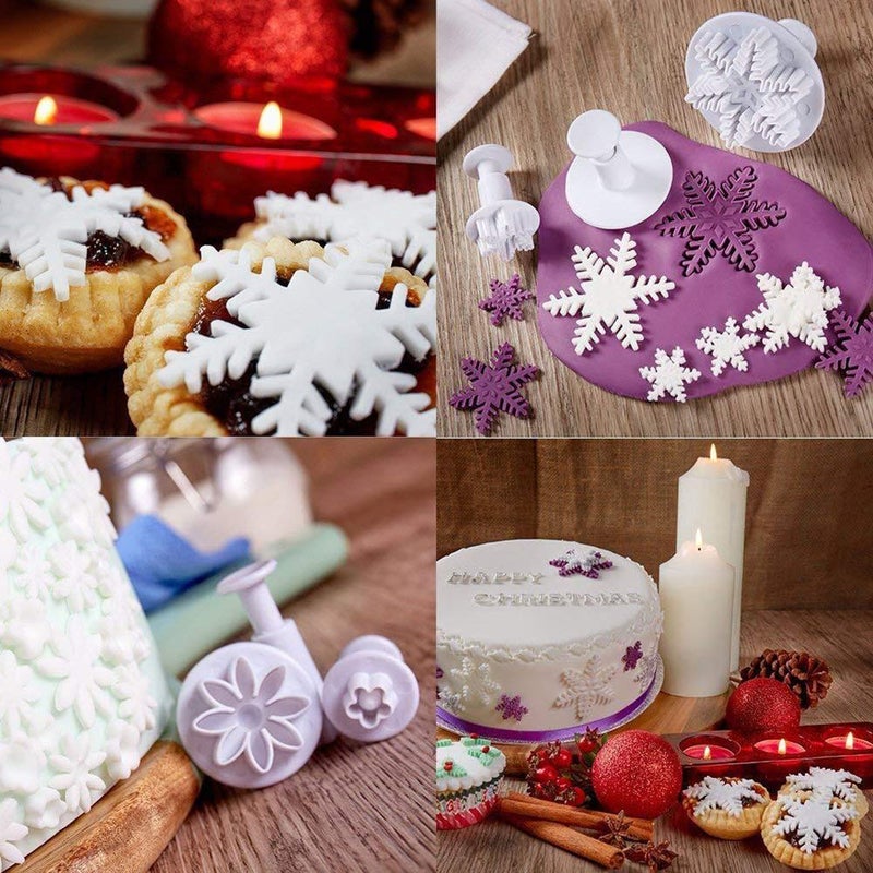 Soleebee 114 Pcs Cake Decorating Tools Fondant Cake Baking Decorating Sugar Craft Icing Tools Plunger Cutters Snowflake Rose Flower Moulds Set Letter Cookie Cutters Rolling Pin Equipment Accessories - Image 2